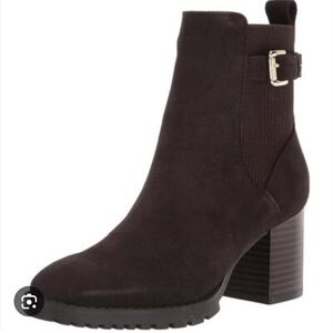 Blondo Dark Brown Suede Ankle Bootie with Block Heel